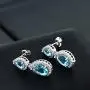 Gem Stone King Beautiful Double Pear Shape Simulated Blue Topaz Cubic Zirconia Dangle Earrings Gem Stone King Beautiful Double Pear Shape Simulated Blue Topaz Cubic Zirconia Dangle Earrings
