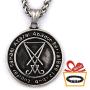 GUNGNEER Pentagram Sigil Of Lucifer Pendant Necklace Stainless Steel Keel Chain Devil Satan Jewelry Men Women