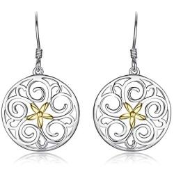 Filigree Flower Dangle Drop Earrings 925 Sterling Silver Bohemian Womans Jewelry Gifts