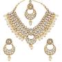 MUCH-MORE Indian Traditional Kundan Bridal Necklace Pearl & Colored Beads Bollywood Style Set