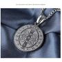 TENGYI 18K Gold Plated Stainless Steel St Saint Benedict Medal Pendant with 24 Inch Chain Necklace