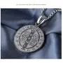 TENGYI 18K Gold Plated Stainless Steel St Saint Benedict Medal Pendant with 24 Inch Chain Necklace TENGYI 18K Gold Plated Stainless Steel St Saint Benedict Medal Pendant with 24 Inch Chain Necklace