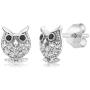 925 Sterling Silver Owl Pendant Earrings Set With 18 Inch Chain Set with Zirconia from Swarovski