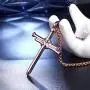 HIJONES Mens Stainless Steel Nail Cross Charm Pendant Necklace Polished Gold Silver Black Rose Gold