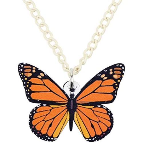 NEWEI Acrylic Floral Butterfly Necklace Chain Pendant Collar Fashion Summer Spring Insect Jewelry for Women Girl Gifts Charm
