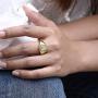 Trendsmax Chic Gold Plated Initial Letter A-Z Signet Statement Band Ring for Women Girls Stylish Knuckle Stackable Party Open Ring Size 7.5