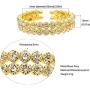 JSEA Womens Silver Tone 6mm Rhinestone Open Cuff Bracelet Bangles Gold Tone Wedding Party Jewelry