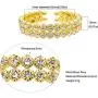 JSEA Womens Silver Tone 6mm Rhinestone Open Cuff Bracelet Bangles Gold Tone Wedding Party Jewelry