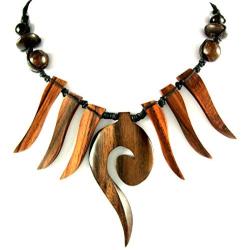 Natural Swirl Boho Tribal Sono Wood Pendant 18 to 28 inches admjustable Cord Necklace Handemade Jewelry DA033