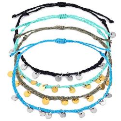 kelistom Waterproof Handmade Anklet Set for Women Bohemian Braided String Rope Bead Chain Ankle Bracelet Hawaii Adjustable Beach Foot Jewelry