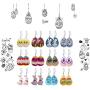 XGALBLA 12 Pairs Leather Earrings for Women Girls Party, Lightweight Teardrop Faux Leather Earrings, Easter Egg Print Drop Earrings Set Easter Day Gift