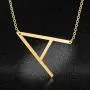 Harlermoon Sideways Initial Necklace A-Z 26 Alphabet Monogram Script Name Large Letter Pendant Necklace Stainless Steel Jewelry for Women