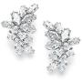 Mariell Cubic Zirconia Marquis-Cut Graceful Curved Cluster Bridal Wedding Earrings - Platinum Plated