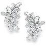 Mariell Cubic Zirconia Marquis-Cut Graceful Curved Cluster Bridal Wedding Earrings - Platinum Plated