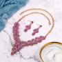 BriLove Wedding Jewelry Sets for Brides Leaf Rhinestone Beaded Y-Shape Neckalce Dangle Earrings