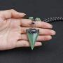 Top Plaza Natural Stone Healing Crystal Triangle Pointed Gemstone Pendant Necklace Crescent Moon Jewelry Adjustable Lava Rock Beads Necklaces for Women Men