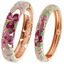 UJOY Vintage Jewelry Cloisonne Handcrafted Leaf Enameled Gorgeous Rhinestone Gold Hinged Cuff Bracelet Bangles Gifts 88A22