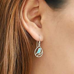 Boma Jewelry Sterling Silver Bird Teardrop Inlay Earrings