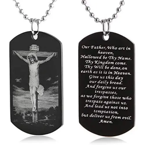 FAYERXL St Michael Necklace for Men,Personalized Black Dog Tag Necklace Gift for Men,Archangel Michael Protection Amulet Pendant Necklace Catholic Jewelry FAYERXL St Michael Necklace for Men,Personalized Black Dog Tag Necklace Gift for Men,Archangel Michael Protection Amulet Pendant Necklace Catholic Jewelry