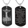 FAYERXL St Michael Necklace for Men,Personalized Black Dog Tag Necklace Gift for Men,Archangel Michael Protection Amulet Pendant Necklace Catholic Jewelry