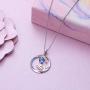 DAOSHANG 925 Sterling Silver 2 Stars Friendship Sister Round Pendant Necklace for Women, Best Friend Jewelry