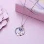 DAOSHANG 925 Sterling Silver 2 Stars Friendship Sister Round Pendant Necklace for Women, Best Friend Jewelry