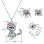 Bievochy Cat Necklace for Girls Women Kitty Cat Pendant Necklace Earrings Ring Jewelry Set