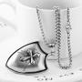 HZMAN Shield Armor of God Psalm 28:7 Faith Cross Stainless Steel Pendant Necklace for Men