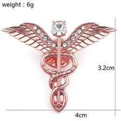 3 Color Crystal Medical Caduceus Brooch Pins Badge Brooches Lapel Pin Medicine Symbol Jewelry Gifts for Nurse Doctor