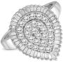 JEWELEXCESS White Diamond 1 Carat Ring with Sterling Silver for Women & Girls | Teardrop Halo Promise Ring with Round & Baguette Cut Diamonds