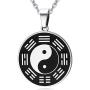 PJ Jewelry Mens Stainless Steel Yin Yang Amulet Pendant Chinese Taoism Symbol Talisman Charm Necklace