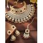 Aheli Ethnic Kundan Pearl Bridal Choker Necklace Earrings with Maang Tikka for Women Girls Indian Traditional Bollywood Fashion Jewelry Set