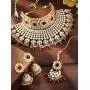 Aheli Ethnic Kundan Pearl Bridal Choker Necklace Earrings with Maang Tikka for Women Girls Indian Traditional Bollywood Fashion Jewelry Set