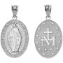 Fine 925 Sterling Silver Miraculous Medal Of Blessed Virgin Mary Catholic Charm Pendant