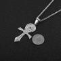 HZMAN CZ Eye of Horus Egypt Protection Pendant Coptic Ankh Cross Religious Stainless Steel Necklace