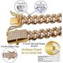 TOPGRILLZ 10mm 6 Times 14K Gold Plated Iced Out Lab Diamond Prong Setting Long Buckle Miami Cuban Link Choker Chain Necklace for Men