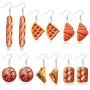 DAMLENG 6 Pairs Handmade Simulation food Croissant French Bread Toast Dangle Drop Earrings Cute Unique Baguette Earrings Set for Women Girls Jewelry