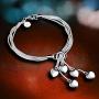 Women Girl Link Bracelet， 925 Sterling Silver Five-line Chain with Five-Heart Bracelet(7.5'',7.9'', 8.3'')