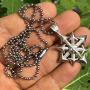Symbol of Chaos Magick Star Jewelry Eight Pointed Gothic 8 equidistant arrows Chaosphere Power Protection Amulet Pewter mens womens pendant necklace charm for men women unisex w Silver Ball Chain