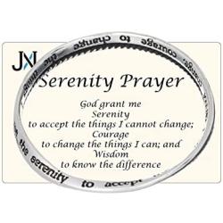 Jewelry Nexus Silver-Tone Serenity Prayer Engraved Twist Bangle Bracelet Prayer Card Serenity Courage Wisdom