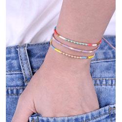 KELITCH 3 Pcs Colorful Mixed Seed Bead Friendship Link Bracelet Handmade Fashion Jewelry Bangles Strand Bracelet for Women Girl