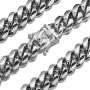 Aiyidi 6/8/10/12/14/16/18mm Heavy Mens Necklace Hip Hop Cuban Link Chain for Men Women Stainless Steel Silver Tone Necklace Bracelet Jewelry