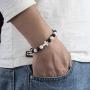 SOFTONES 8MM Lava Rock Aromatherapy Anxiety Essential Oil Diffuser Black and White Intervals Beads Bracelet for Men Women, Friendship Couples Bracelets Gifts