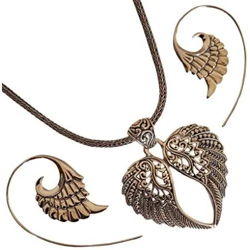 Bali Ethnic Handmade Sterling Silver set Necklace Pendant Earrings 11