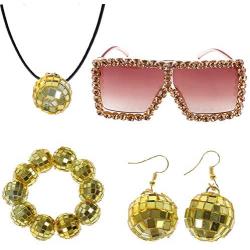 1970s Disco Accessories Disco Set Ball Earrings Necklace Bracelet and Sunglasses for Women