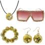 1970s Disco Accessories Disco Set Ball Earrings Necklace Bracelet and Sunglasses for Women
