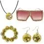1970s Disco Accessories Disco Set Ball Earrings Necklace Bracelet and Sunglasses for Women 1970s Disco Accessories Disco Set Ball Earrings Necklace Bracelet and Sunglasses for Women