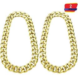 Tatuo 2 Pieces Big Hip Hop Gold Color Chain Chunky Chain Necklace for Men, Faux Gold Chain for Costume Jewelry Rapper 90s Punk Style (32 Inch Chunky Necklace)