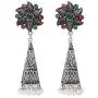 Efulgenz Boho Vintage Antique Ethnic Gypsy Tribal Indian Oxidized Silver Pearl Drop Floral Jhumka Dangle Earrings Jewelry Efulgenz Boho Vintage Antique Ethnic Gypsy Tribal Indian Oxidized Silver Pearl Drop Floral Jhumka Dangle Earrings Jewelry