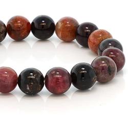 Gem Stone King 10MM Classic Tourmaline Round Beaded Streched Bracelet